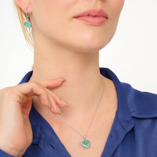 طقم بهية الحب - طقم فضة ناعم مرصع بحجر زركون