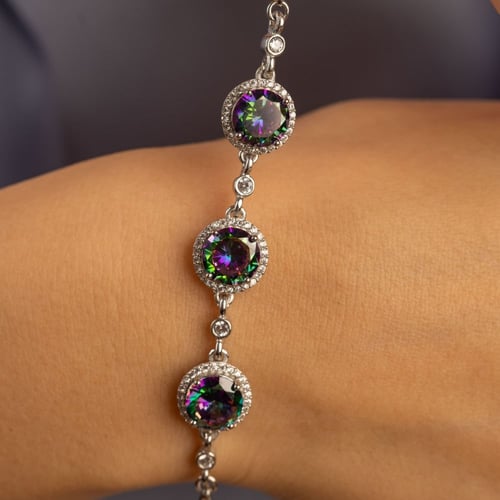 أسورة نسائية فضة عيار 925 - أحجار خضراء - أسوارة ر...