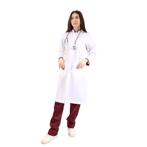 لاب كوت طبي نسائي اكمام وياقة عودي موديل 20014 ELE...