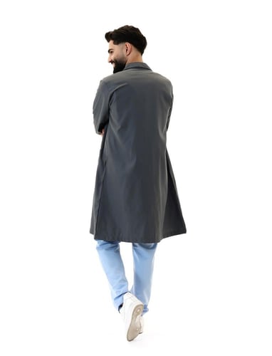 لاب كوت رجالي رمادي بأزرار – ماركة ELEGANCE | تصمي...