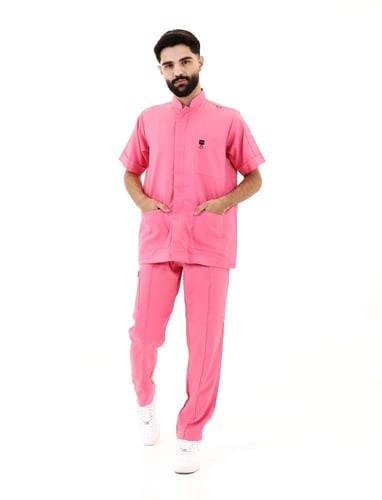 سكراب طبي رجالي وردي لتخصص طب الأطفال - مريح وأنيق