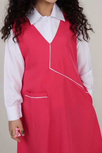 مريول ابتدائي مع كسرات عصرية وردي 1072