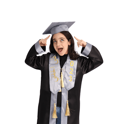 قبعة تخرج للصغار لون فضي