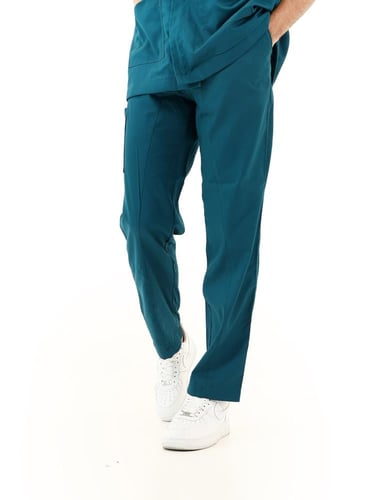 طقم سكراب طبي رجالي سحاب لون بترولي للتمريض والعيا...