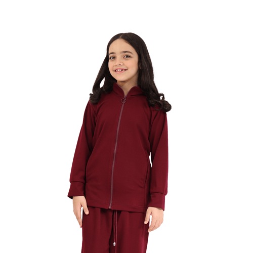 الزي الرياضي للمتوسط عنابي (ثلاث قطع)