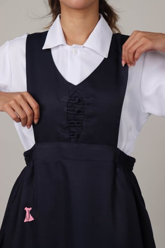 مريول كحلي شيال حزام جانبين مع حركة على الصدر