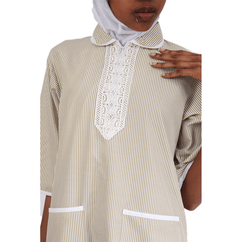 زي عاملات منزلية قطعة وحدة قماش مقلم