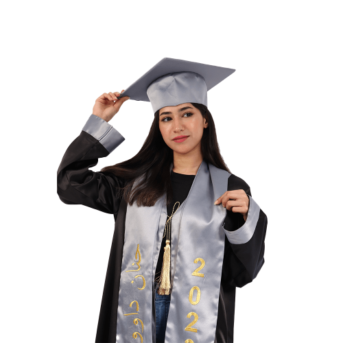 قبعة تخرج للكبار لون فضي
