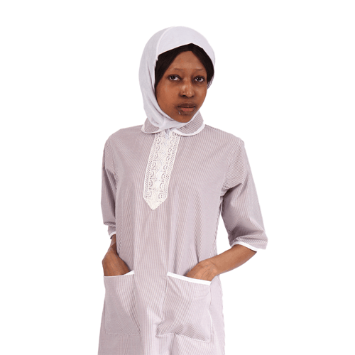 زي عاملات منزلية قطعة وحدة مقلم مع تطريز دانتيل