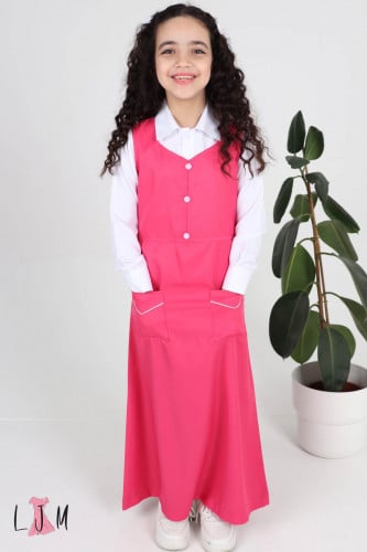 شيال مريول ابتدائي وردي موديل مميز مع كسرات 1002 ب...