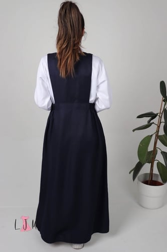 مريول كحلي شيال حزام جانبين مع حركة على الصدر