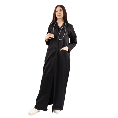 لاب كوت اسود طويل - نسائي