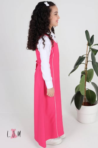 مريول ابتدائي مع رسومات وازرار وردي 1003