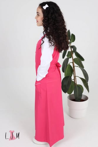 مريول ابتدائي وردي موديل مميز مع كسرات 1002