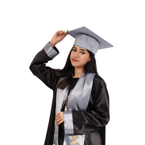 قبعة تخرج للكبار لون فضي