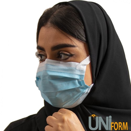 الكمامة المريحة مطاط ذكي 3 طبقات لون ازرق