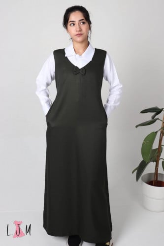 مريول متوسط زيتي شيال ببيونة ساده