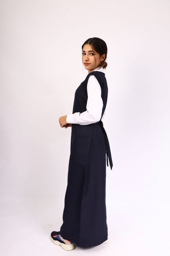 مريول متوسط كحلي شيال شكل جيب جوانب قماش شتوي