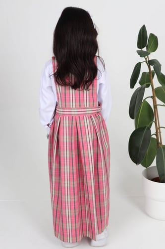 مريول روضه مطاط جانبين مربعات مقلم وردي 0102