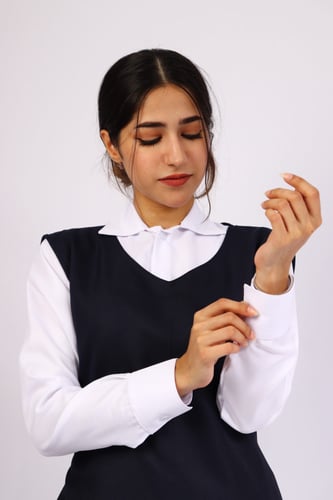 مريول متوسط كحلي شيال شكل جيب جوانب قماش شتوي