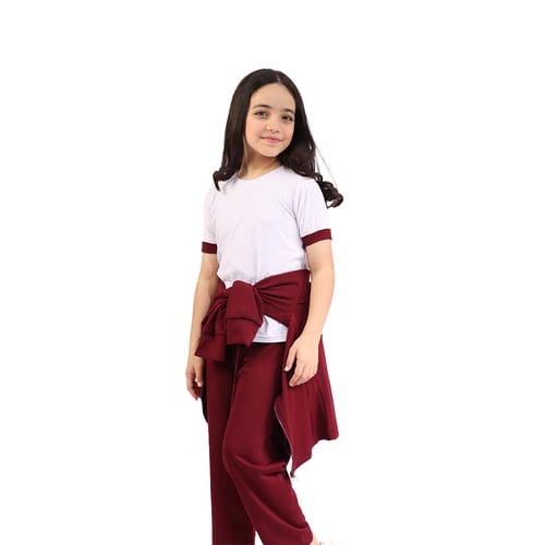 الزي الرياضي للمتوسط عنابي (ثلاث قطع)