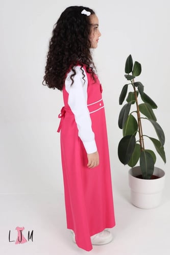 مريول ابتدائي ببيونه مع ازرار وردي 1070