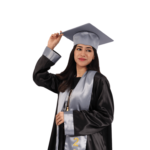 قبعة تخرج للكبار لون فضي