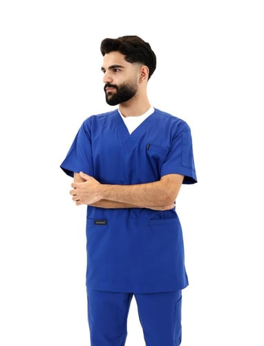 سكراب رجالي ازرق ملكي بأكمام قصيرة