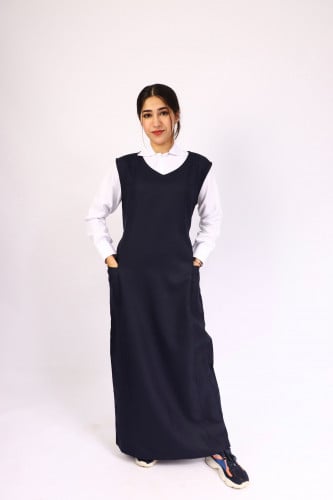 مريول متوسط كحلي شيال شكل جيب جوانب قماش شتوي