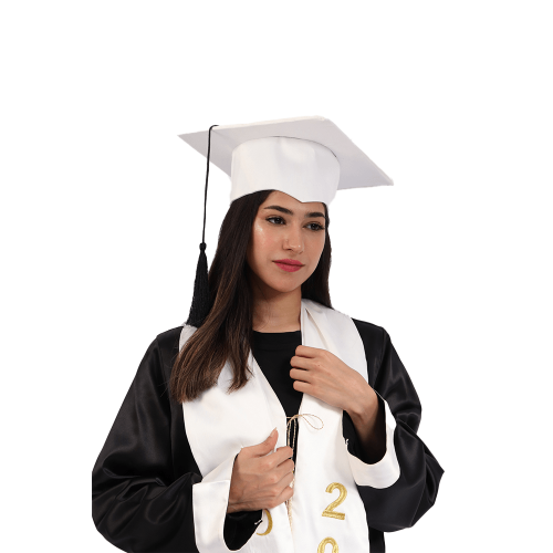 قبعة تخرج للكبار لون ابيض