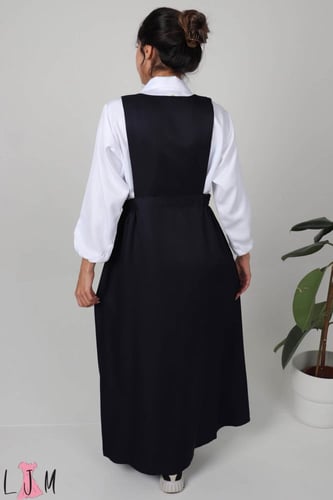 مريول كحلي شيال حزام مطاط من الجانبين كسرات على ال...