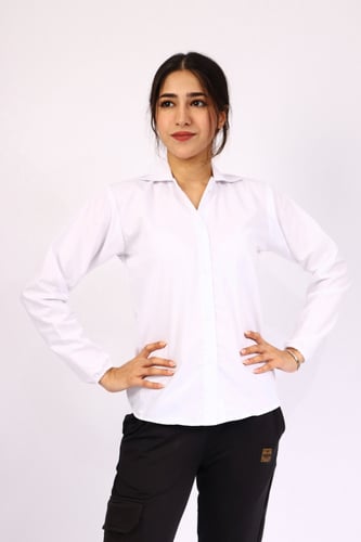 بلوزه ابيض سادة لجميع المراحل قطن مخلوط