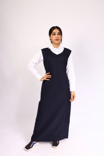 مريول متوسط كحلي شيال شكل جيب جوانب قماش شتوي