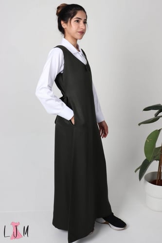 مريول متوسط زيتي شيال ببيونة ساده