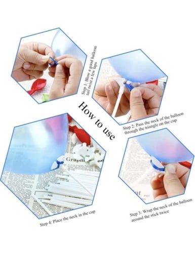 50 قطعة من حامل البالونات الأبيض البسيط القابل لإع...