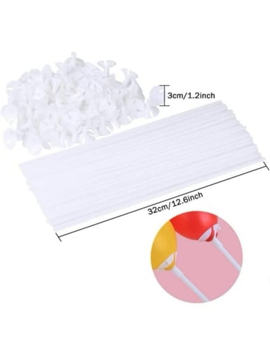 50 قطعة من حامل البالونات الأبيض البسيط القابل لإع...