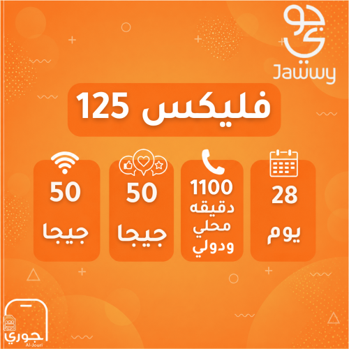 فليكس 125 ( 50 جيجا + 50 سوشال ميديا + 1100 دقيقة...