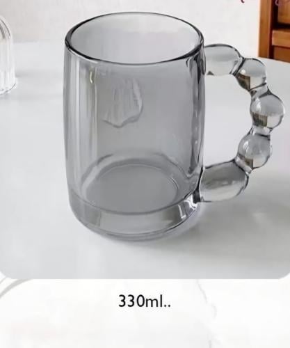 كوب زجاج شفاف اسود 330 مل