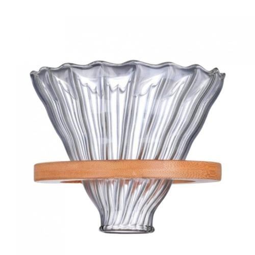 قمع v60 مقاس 02 زجاج وخشب