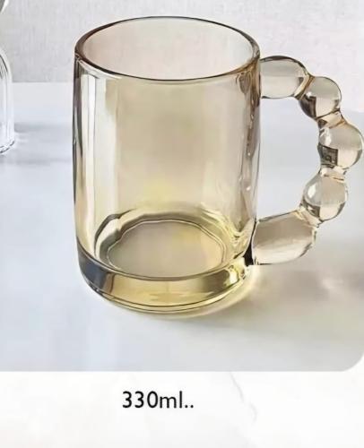 كوب زجاج شفاف بني 330 مل