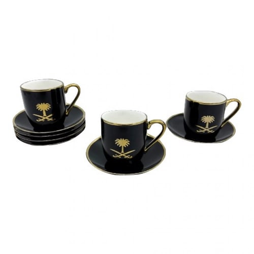 كوب سيفين ونخلة بصحن ( اسود)