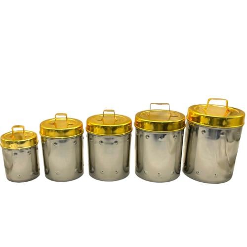 علب ستيل غطاء ذهبي