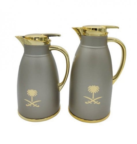 ترمس سيفين ونخلة -طقم 2حبة(رصاصي فاتح)