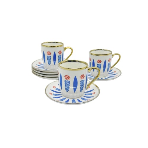 كوب عراقي ازرق سيراميك بصحن