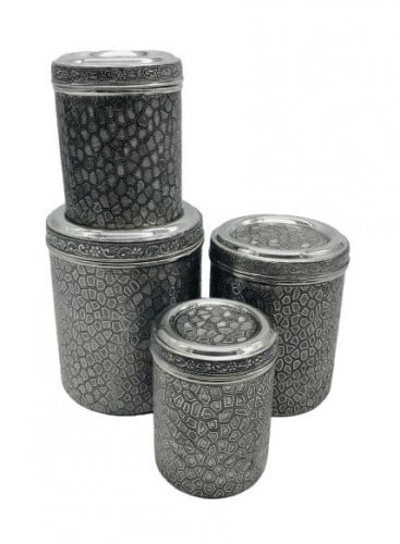 علب سكر وشاي جلد -طقم 4حبة