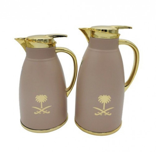 ترمس سيفين ونخلة -طقم 2حبة (بني فاتح)