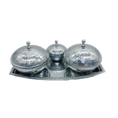 طقم تمرية معدن فضي