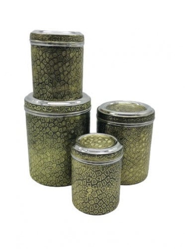 علب سكر وشاي جلد -طقم 4حبة