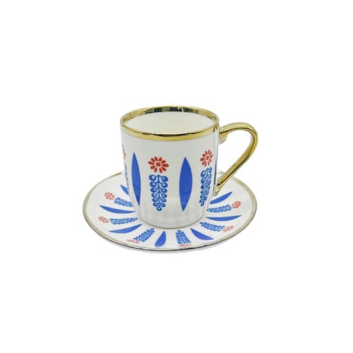 كوب عراقي ازرق سيراميك بصحن