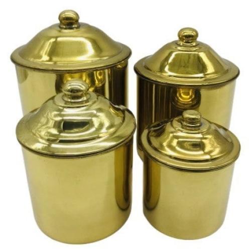 علب سكر وشاي ستيل لماع -طقم 4حبة